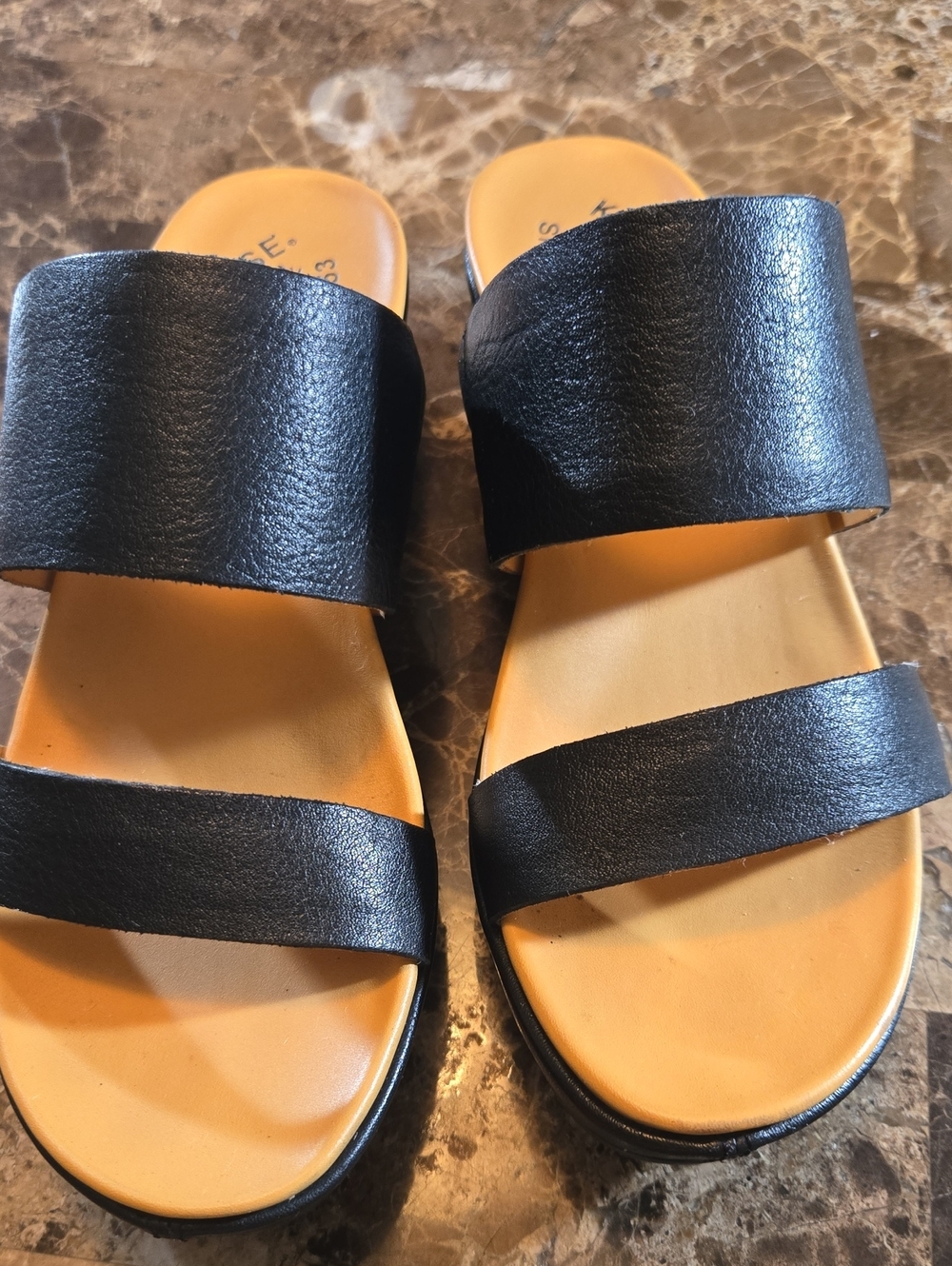 Kork-Ease Black Cork Slide Sandals. Women's Size 7M